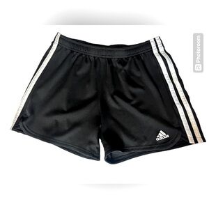 Adidas GIRLS black with white stripes athletic shorts size XL,